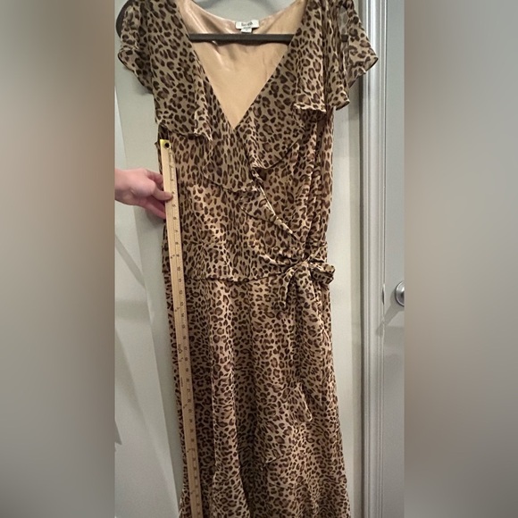 Liz & Co Maxi Dress Women’s 14 Animal Print Cheetah Leopard Ruffle Bow Flowy - Picture 11 of 11